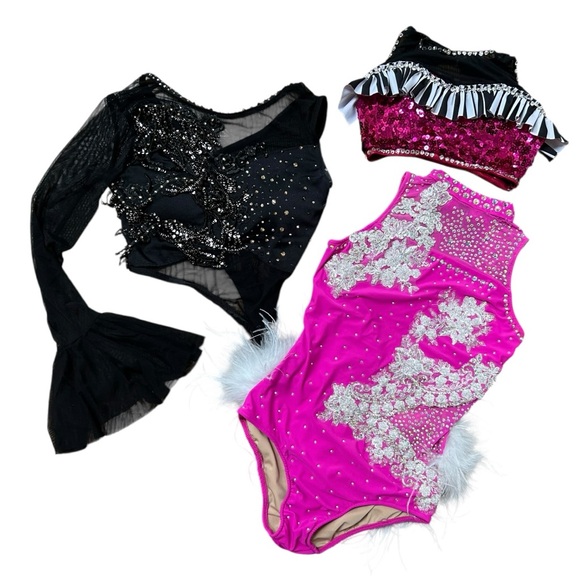 Glamour Costumes Pink Feather Dance Costume Leotard and Extras! - Picture 1 of 16